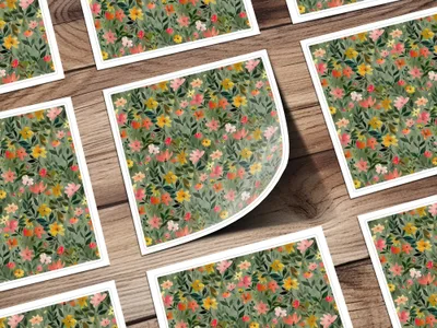 Sage Green Floral Digital Pattern, Seamless Flower Design, Green Background, Modern Gouache Floral Abstract Design