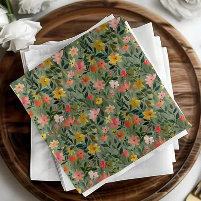 Sage Green Floral Digital Pattern, Seamless Flower Design, Green Background, Modern Gouache Floral Abstract Design