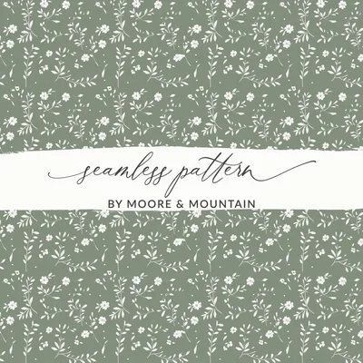 Sage Green Gentle Seamless Pastel Simple Modern Doodle Digital