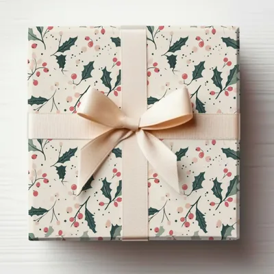 Sage Green Holly Branches and Berries Christmas Pink and Green Seamless Digital