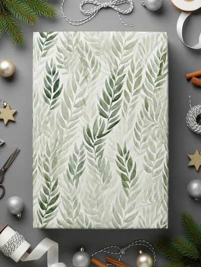 Sage Green Leaf Arrangement Seamless Pattern Artwork