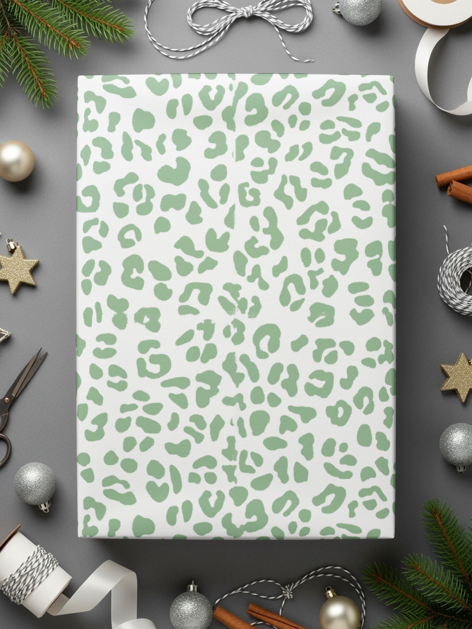 Sage Green Leopard Print, Digital Seamless Pattern, Animal Print, 2 JPEG Files, Commercial Use, Scrapbook Paper, Fabric Design