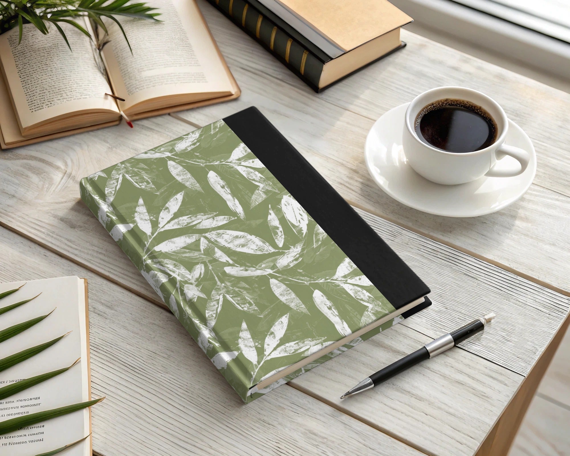Sage Green Organic Leaf Hand Drawn Leafy Line Art Seamless