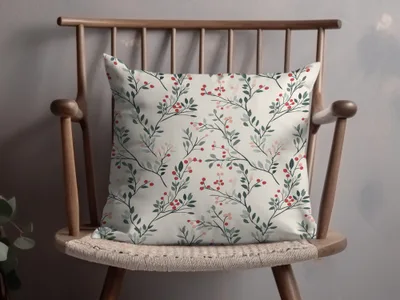 Sage Green Pink Christmas Seamless Simple Foliage Christmas Pattern