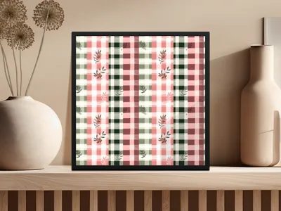Sage Green Plaid Pink Christmas Seamless Commercial Use Digital