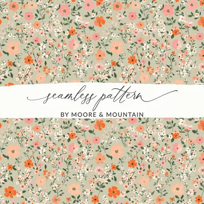 Sage Green Seamless Floral Pattern Digital
