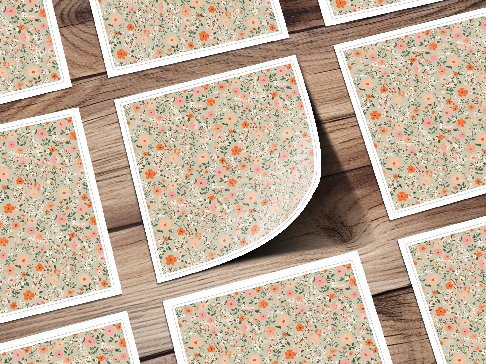 Sage Green Seamless Floral Pattern Digital