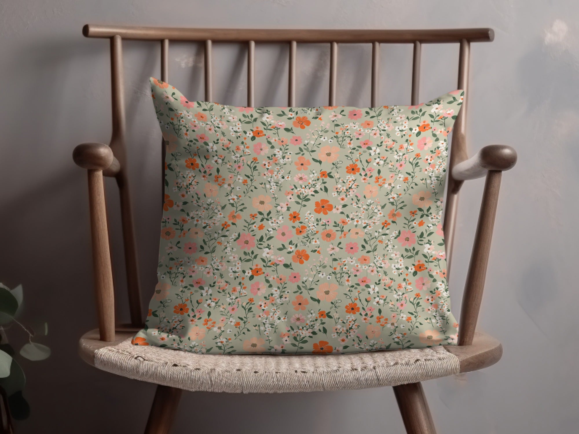 Sage Green Seamless Floral Pattern Digital