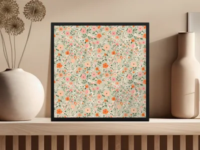 Sage Green Seamless Floral Pattern Digital