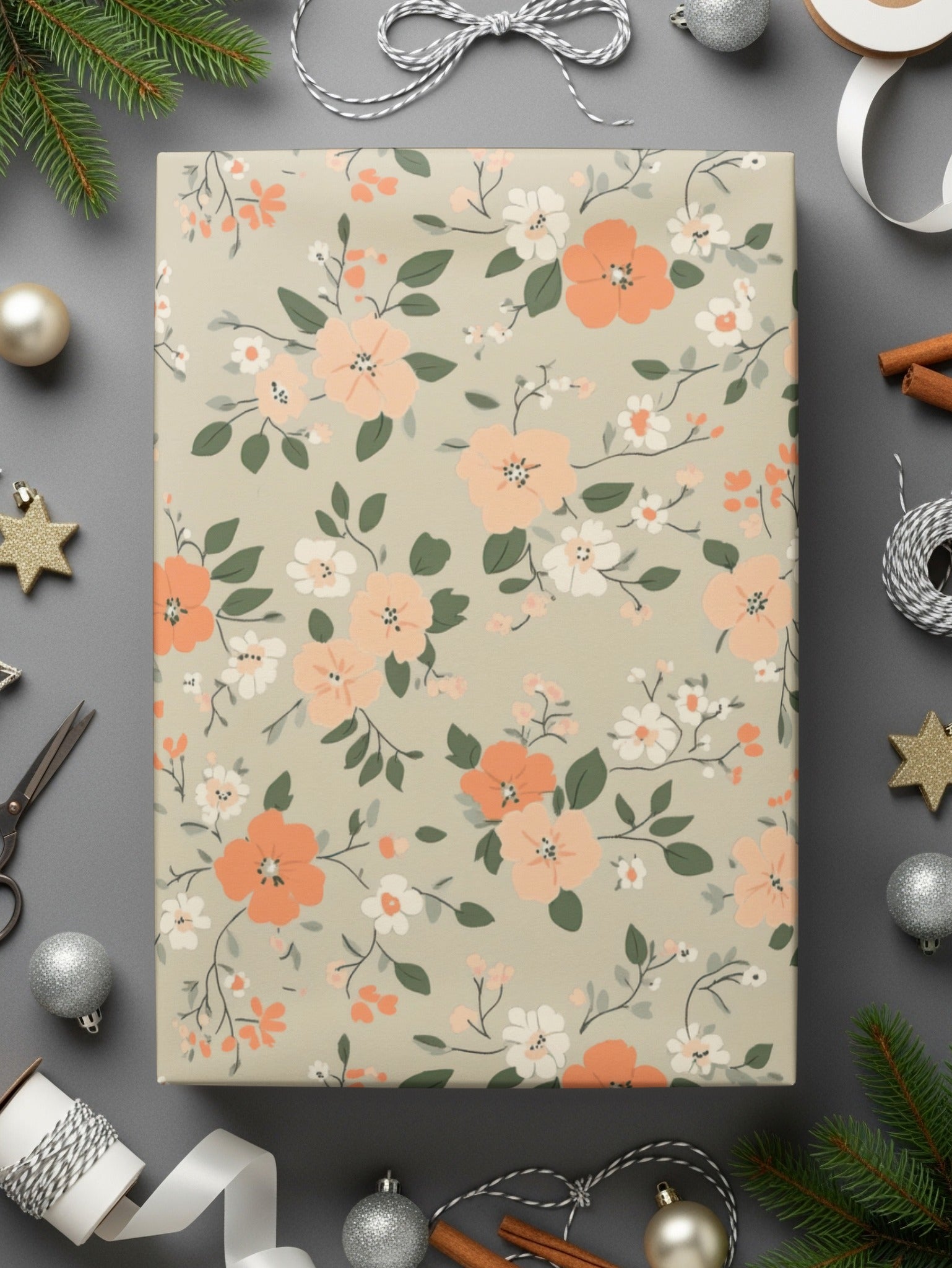 Sage Green Seamless Floral Pattern Digital