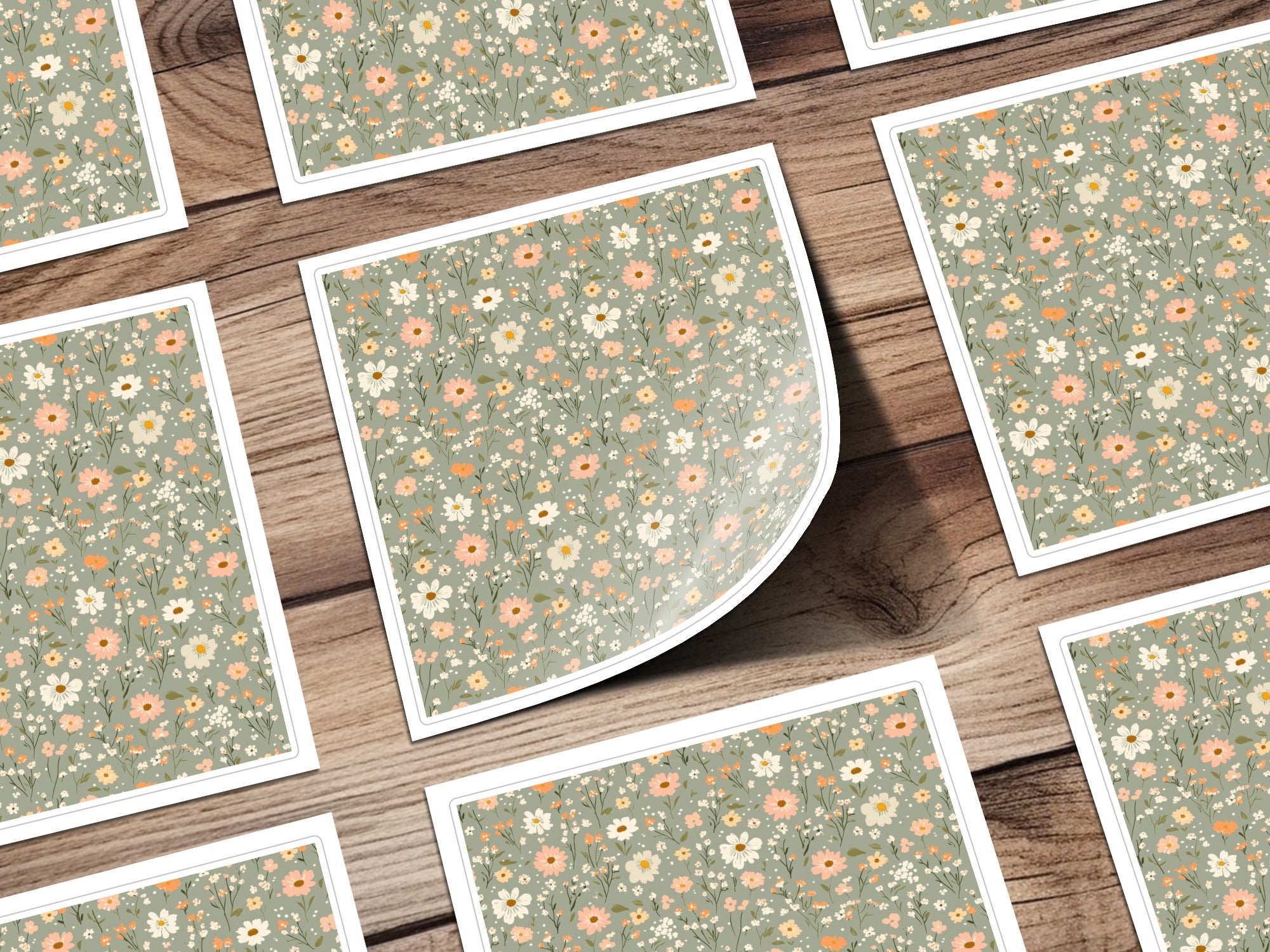 Sage Green Seamless Floral Pattern Digital