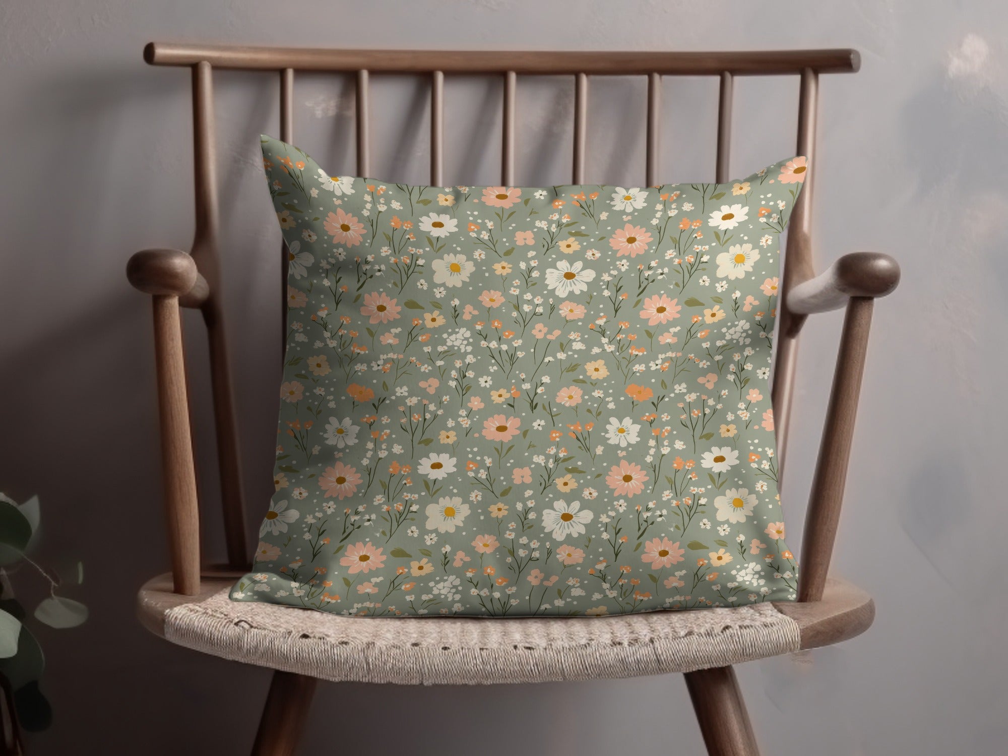 Sage Green Seamless Floral Pattern Digital