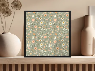 Sage Green Seamless Floral Pattern Digital