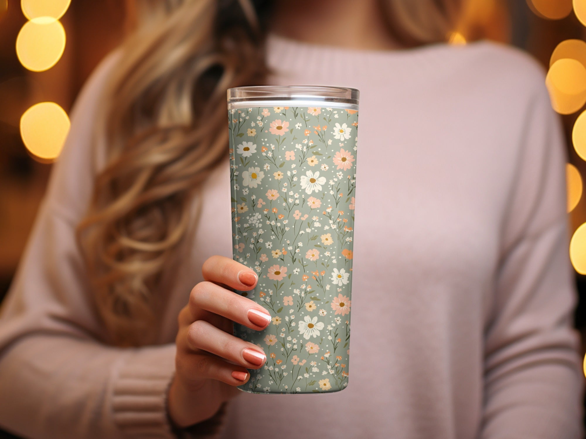 Sage Green Seamless Floral Pattern Digital