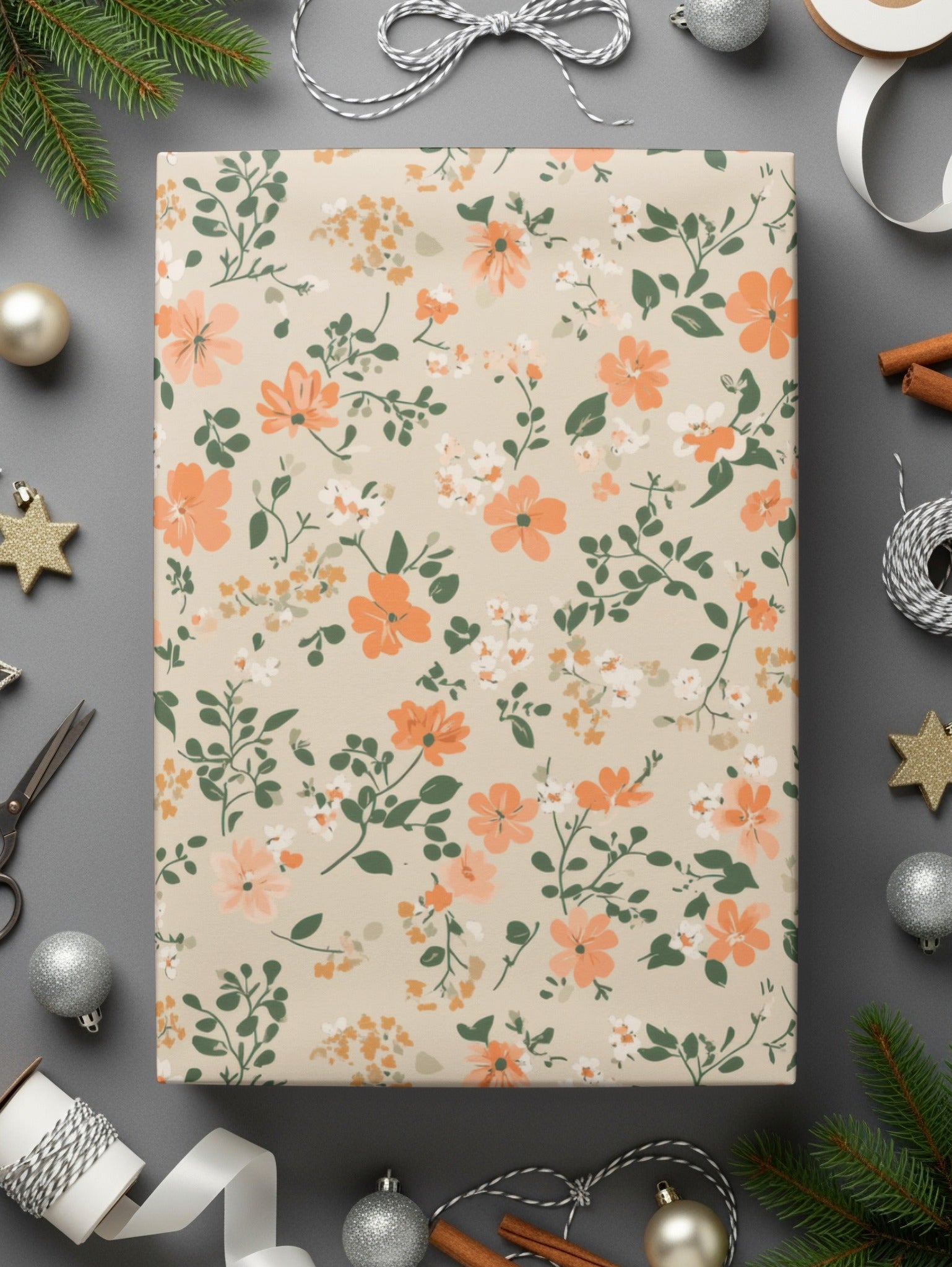 Sage Green Seamless Floral Pattern Digital