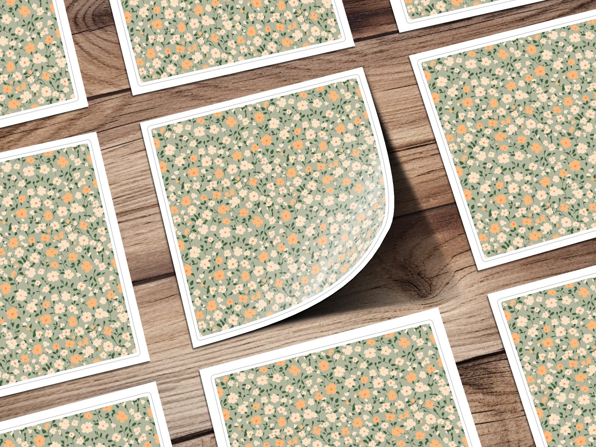 Sage Green Seamless Floral Pattern Digital
