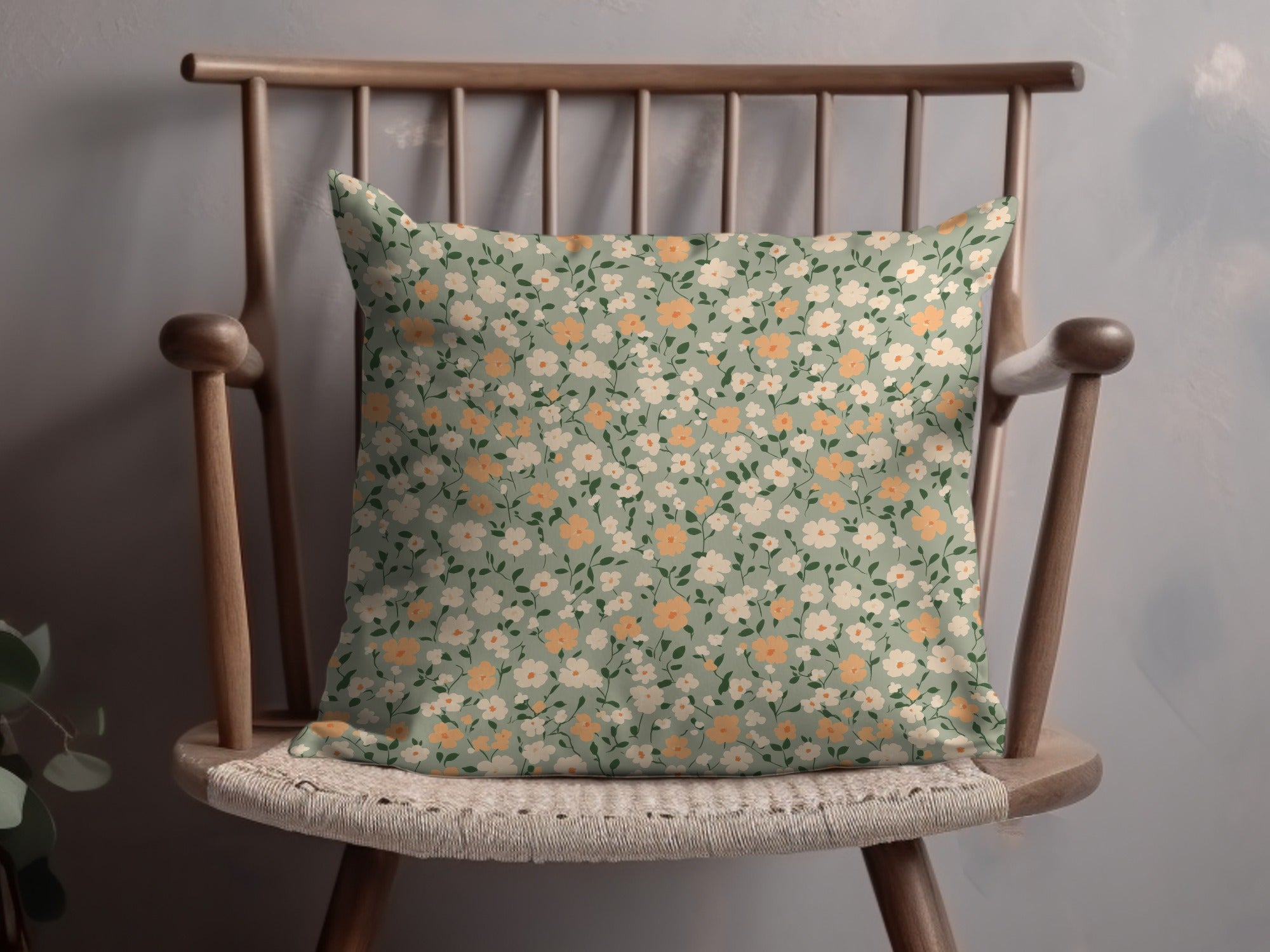 Sage Green Seamless Floral Pattern Digital