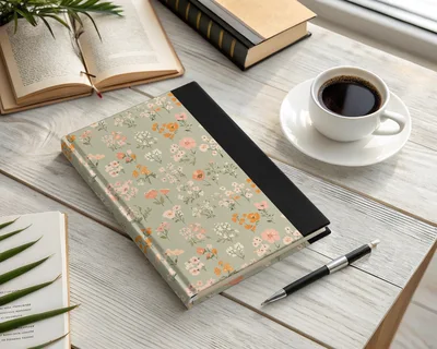 Sage Green Seamless Boho Spring Flower Sprigs Vintage Pattern Digital