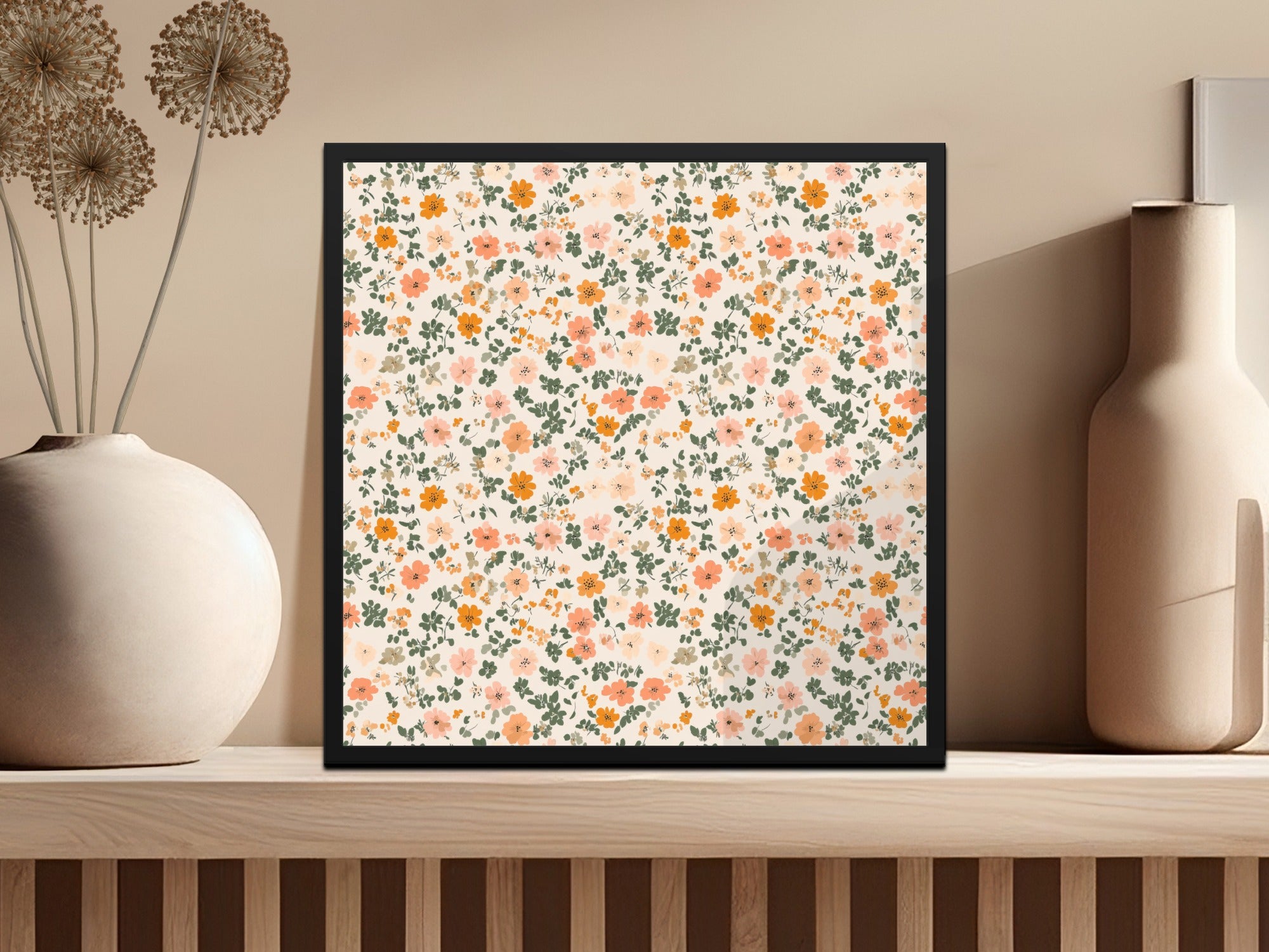 Sage Green Seamless Floral Pattern Ditsy Flower Background