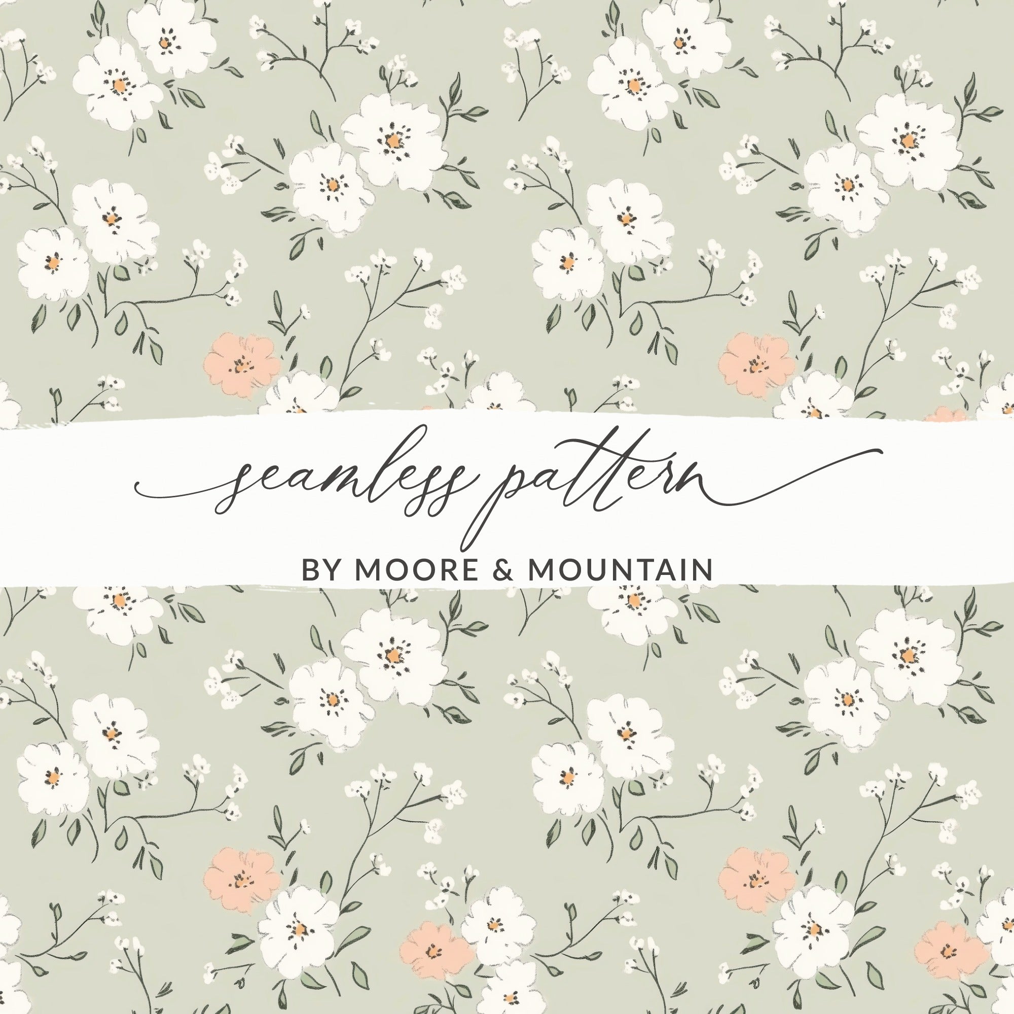 Sage Green Seamless Floral Pattern for Crafting Projects