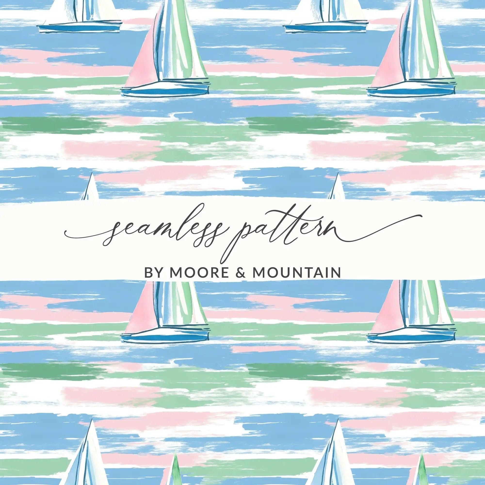 Sailboat Seamless Pattern, Digital Paper, Nautical Theme, Scrapbook Paper, 12x12 JPEG Files, Digital Download