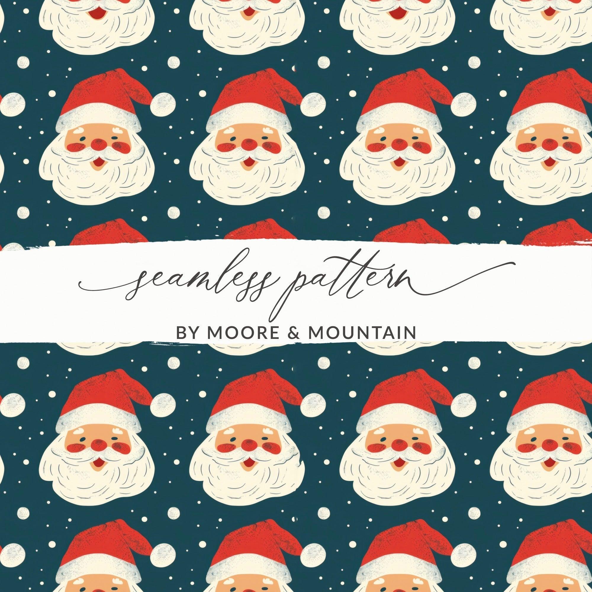Santa Claus Seamless Pattern Digital Paper, Christmas Vector JPEG Files, Holiday Scrapbook Paper, Festive Fabric Design, Digital Download