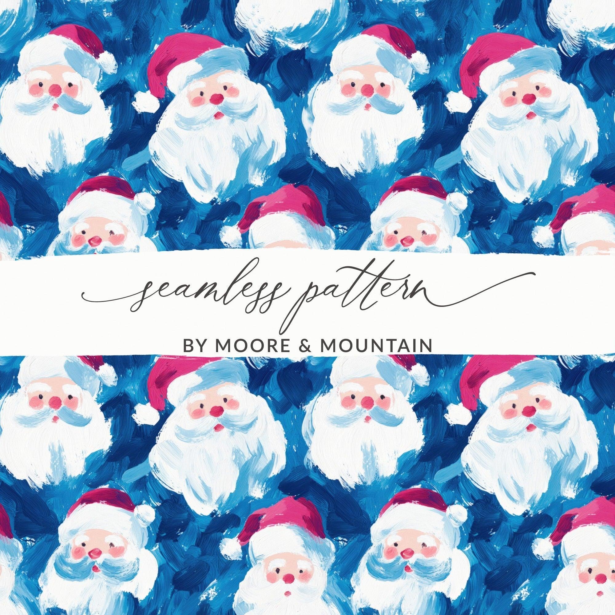 Santa Seamless Pattern, Christmas Digital Paper, Holiday Background, Festive Surface Design, Painting Style Digital Download