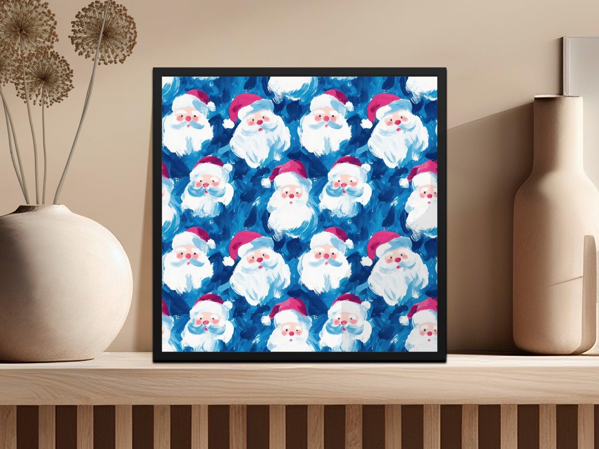 Santa Seamless Pattern, Christmas Digital Paper, Holiday Background, Festive Surface Design, Painting Style Digital Download