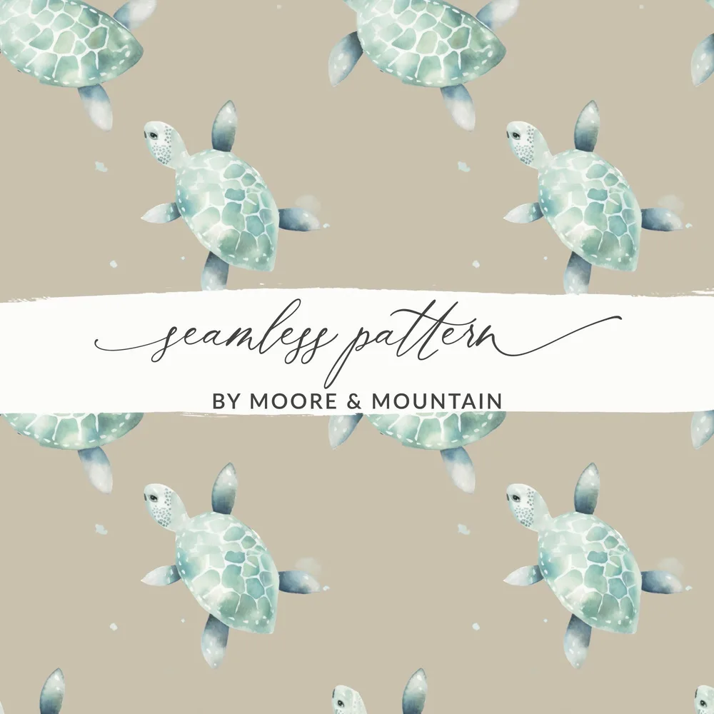 Sea Turtle Seamless Pattern Digital Paper, Ocean Animals Pattern, Nursery Decor, Marine Life Print, Reptile Pattern, Digital Download