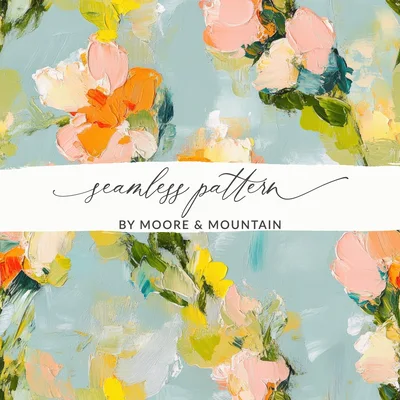 Seamless Acrylic Floral Impressionistic Painting Digital