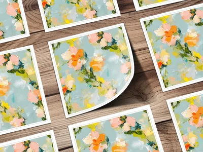 Seamless Acrylic Floral Impressionistic Painting Digital