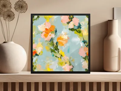 Seamless Acrylic Floral Impressionistic Painting Digital