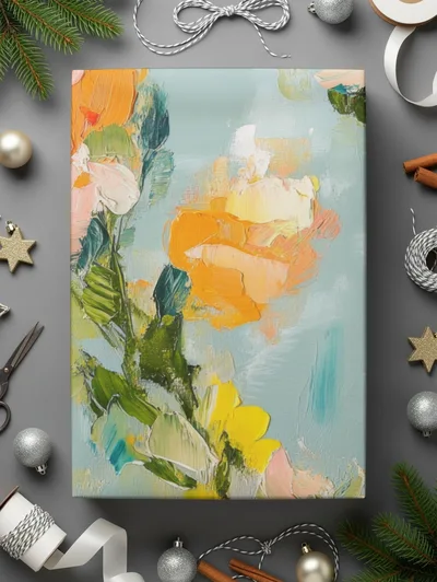 Seamless Acrylic Floral Impressionistic Painting Digital