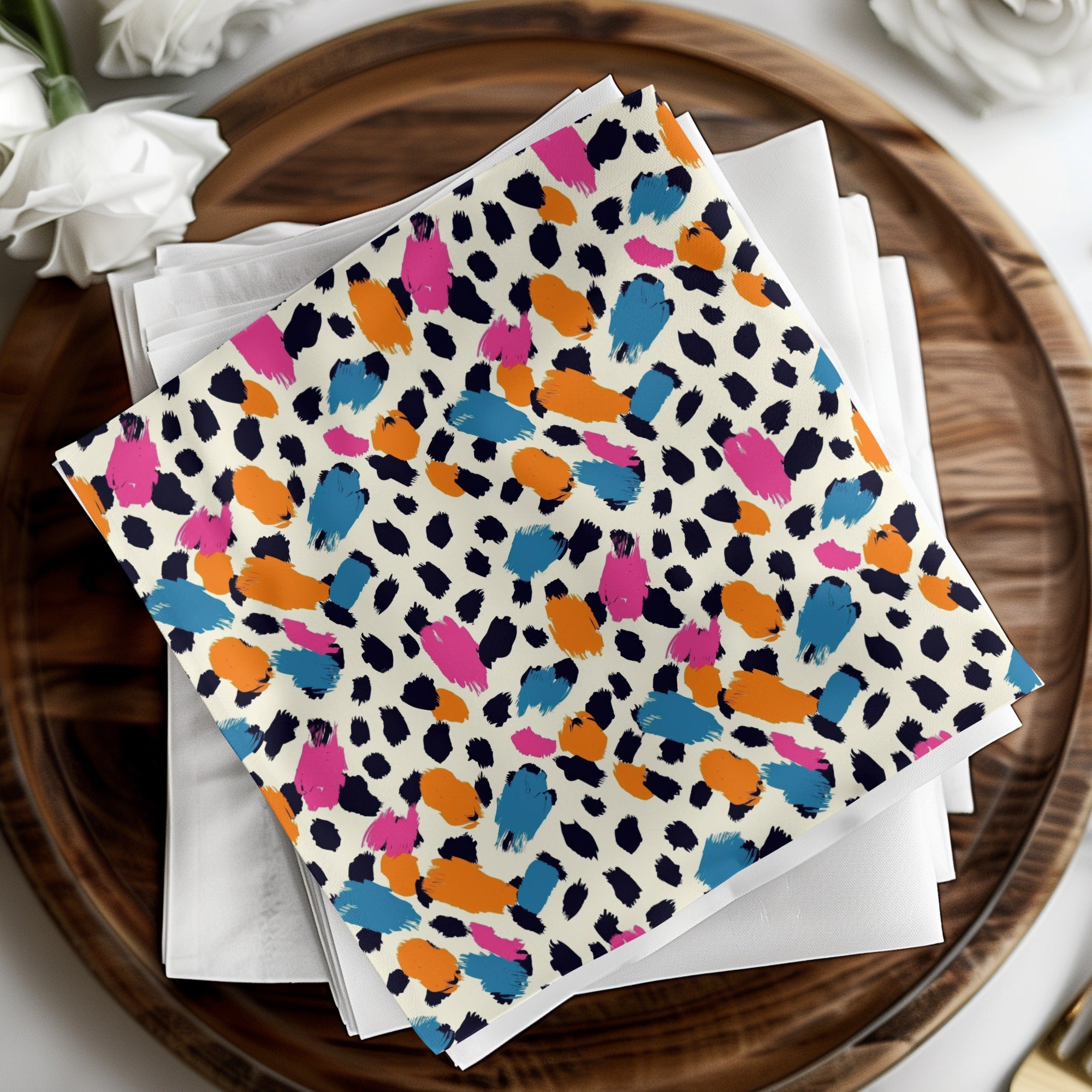 Seamless Animal Print Modern Cheetah Print Black Blush Orange Digital