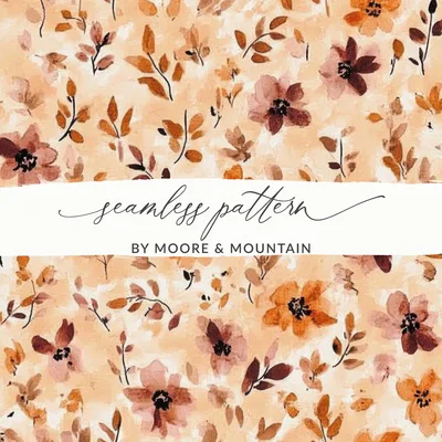 Seamless Autumn Wildflower Fall Field, Rust Colored, Surface Pattern Design, Sublimation Design, Seamless Allover Pattern Download, For