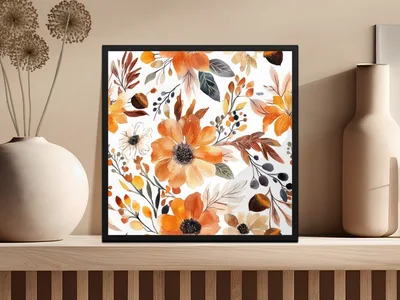 Seamless Autumn, Wildflower Field, Rust Colored, Surface Pattern Design, Fall Sublimation Design, For Commercial Use, Allover Pattern