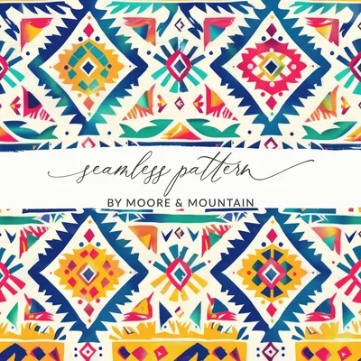 Seamless Aztec Geometric Multicolored Pattern Digital