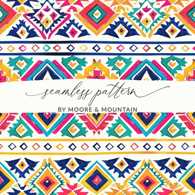 Seamless Aztec Geometric Multicolored Pattern Digital
