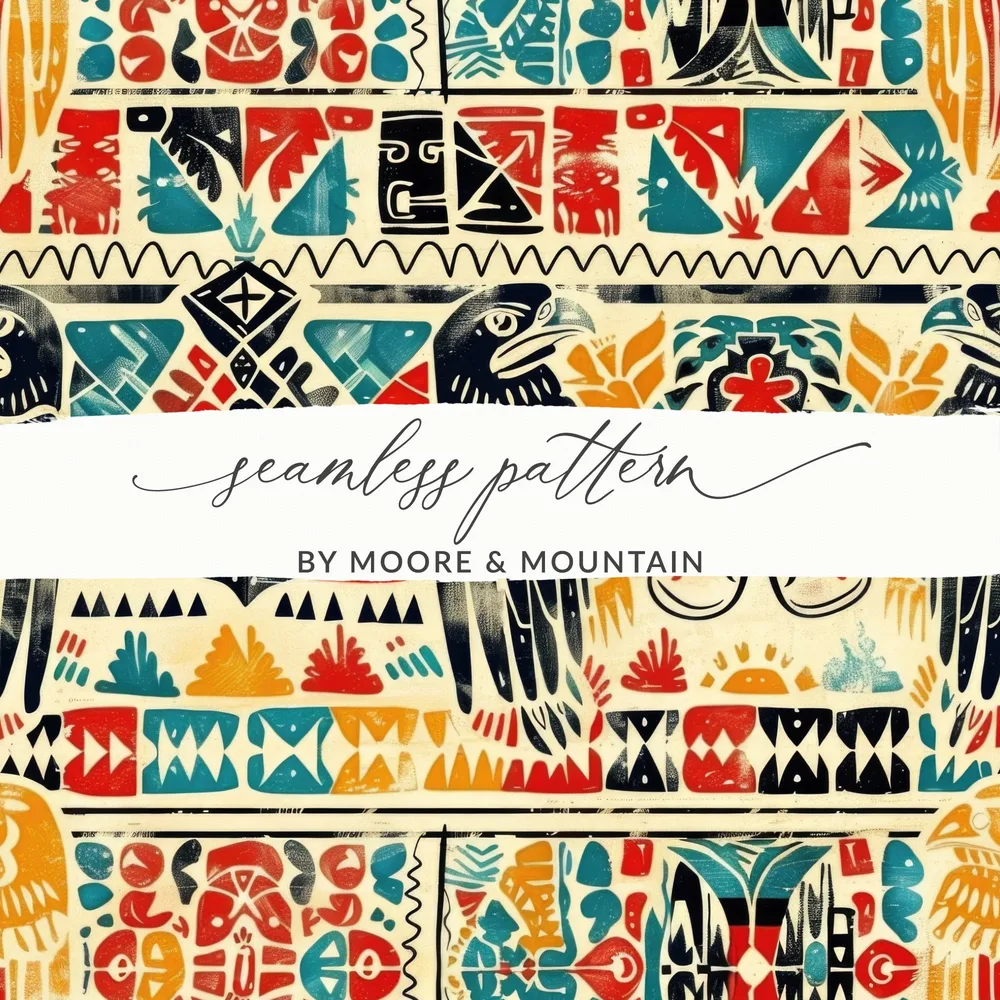 Seamless Aztec Geometric Native American Jewel Tones Digital