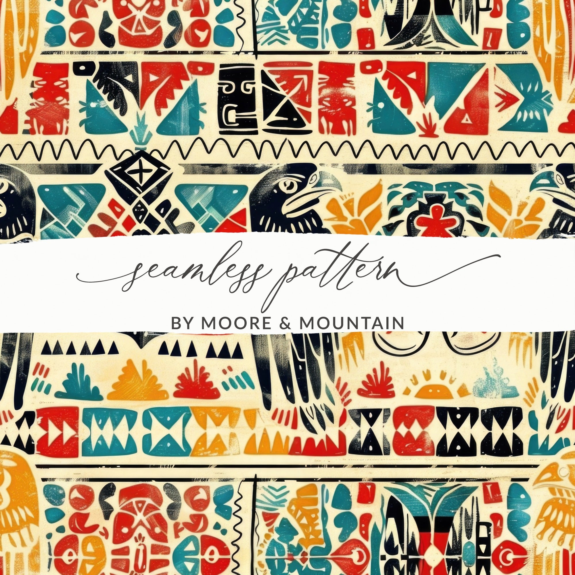 Seamless Aztec Geometric Native American Jewel Tones Digital