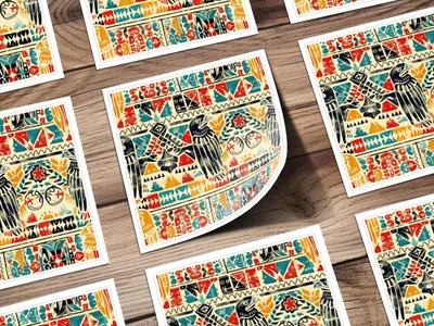 Seamless Aztec Geometric Native American Jewel Tones Digital