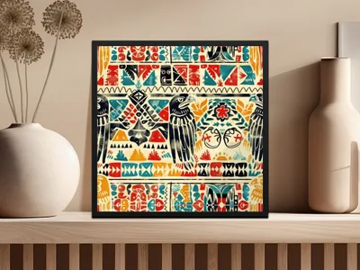 Seamless Aztec Geometric Native American Jewel Tones Digital