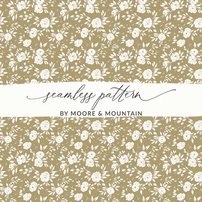 Seamless Boho Simple Sage Green Rose Pattern Background Digital