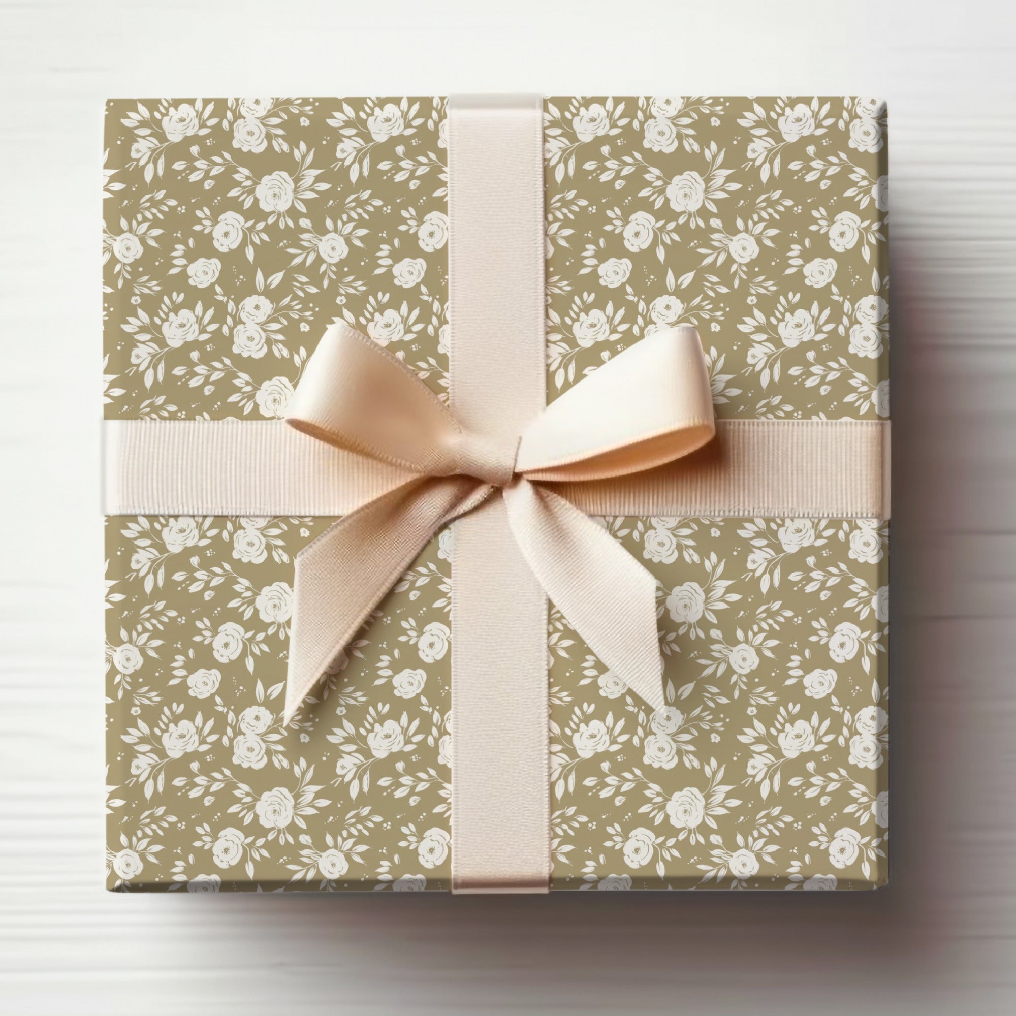 Seamless Boho Simple Sage Green Rose Pattern Background Digital