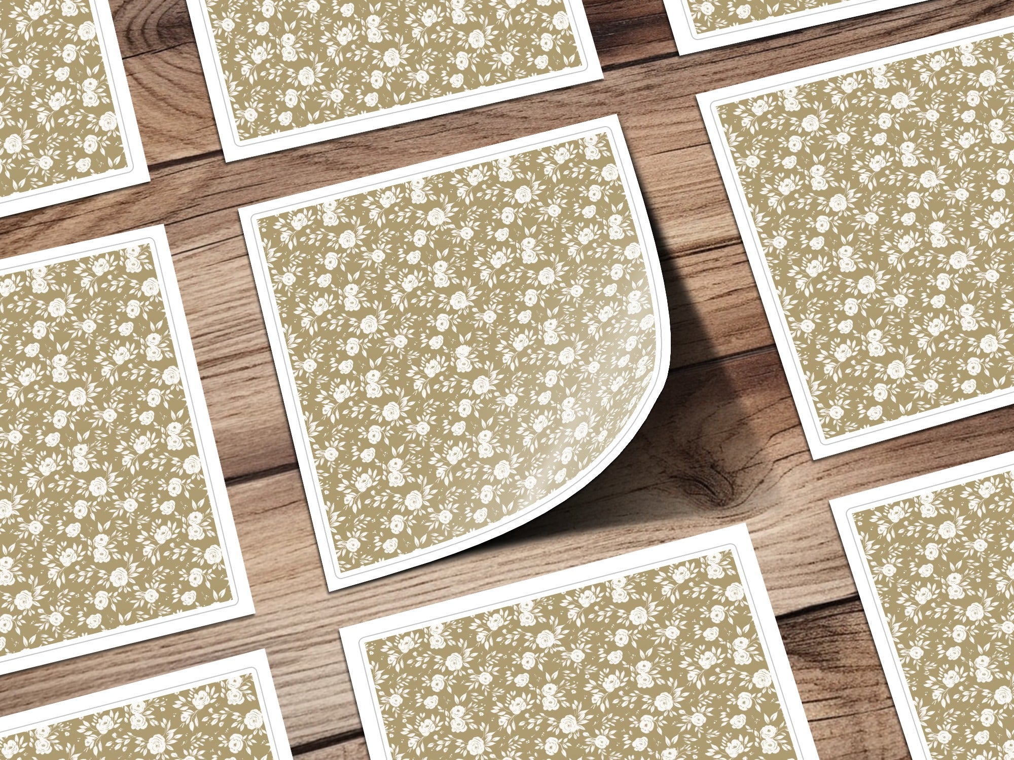 Seamless Boho Simple Sage Green Rose Pattern Background Digital