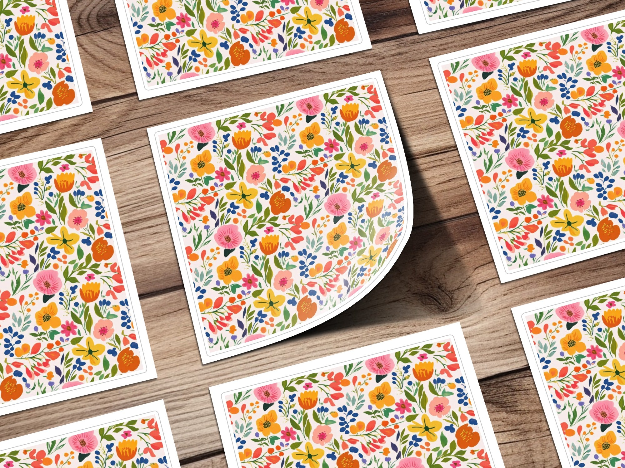 Seamless Bright Preppy Painted Floral Print, Orange and Yellow Vibrant Flower Pattern, Scrapbook Paper, Fabric Design, Commercial Use