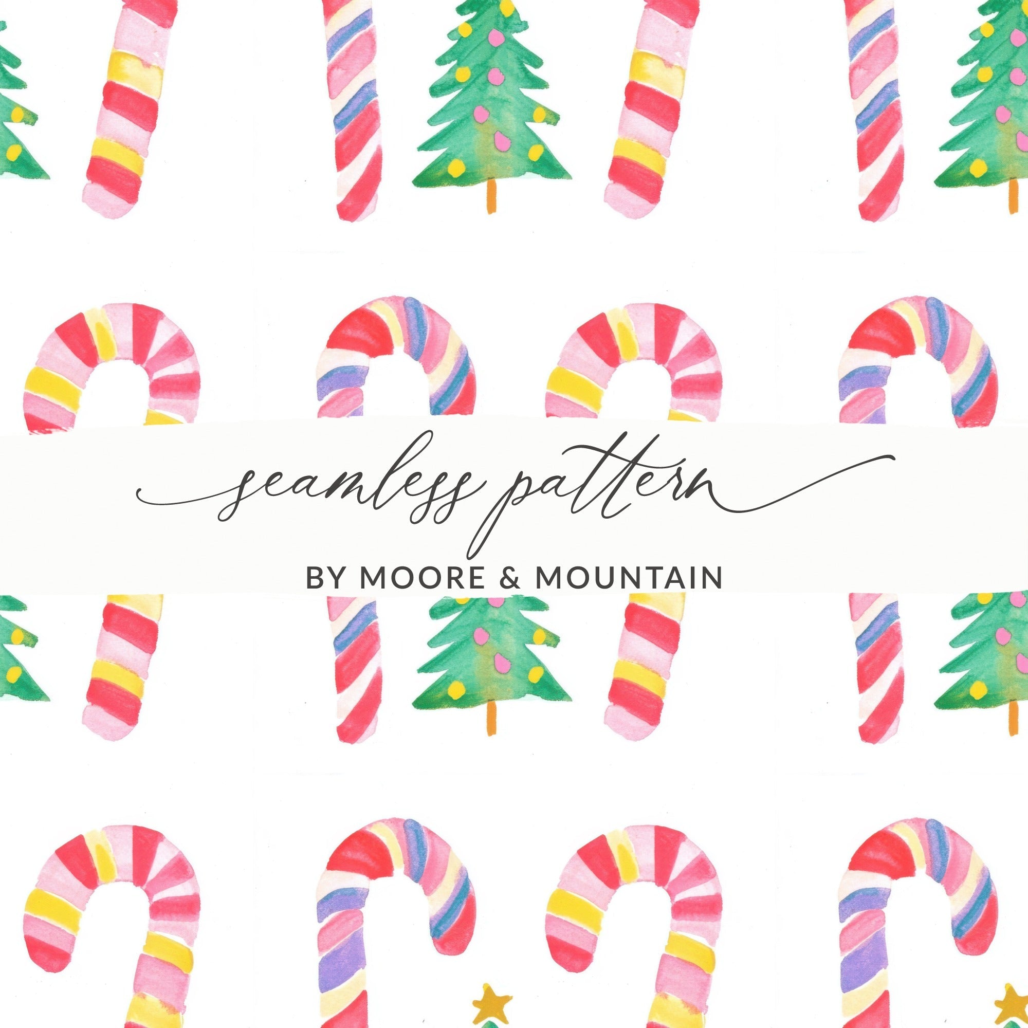 Seamless Candy Cane Pattern, Cute Candy Canes Christmas Background