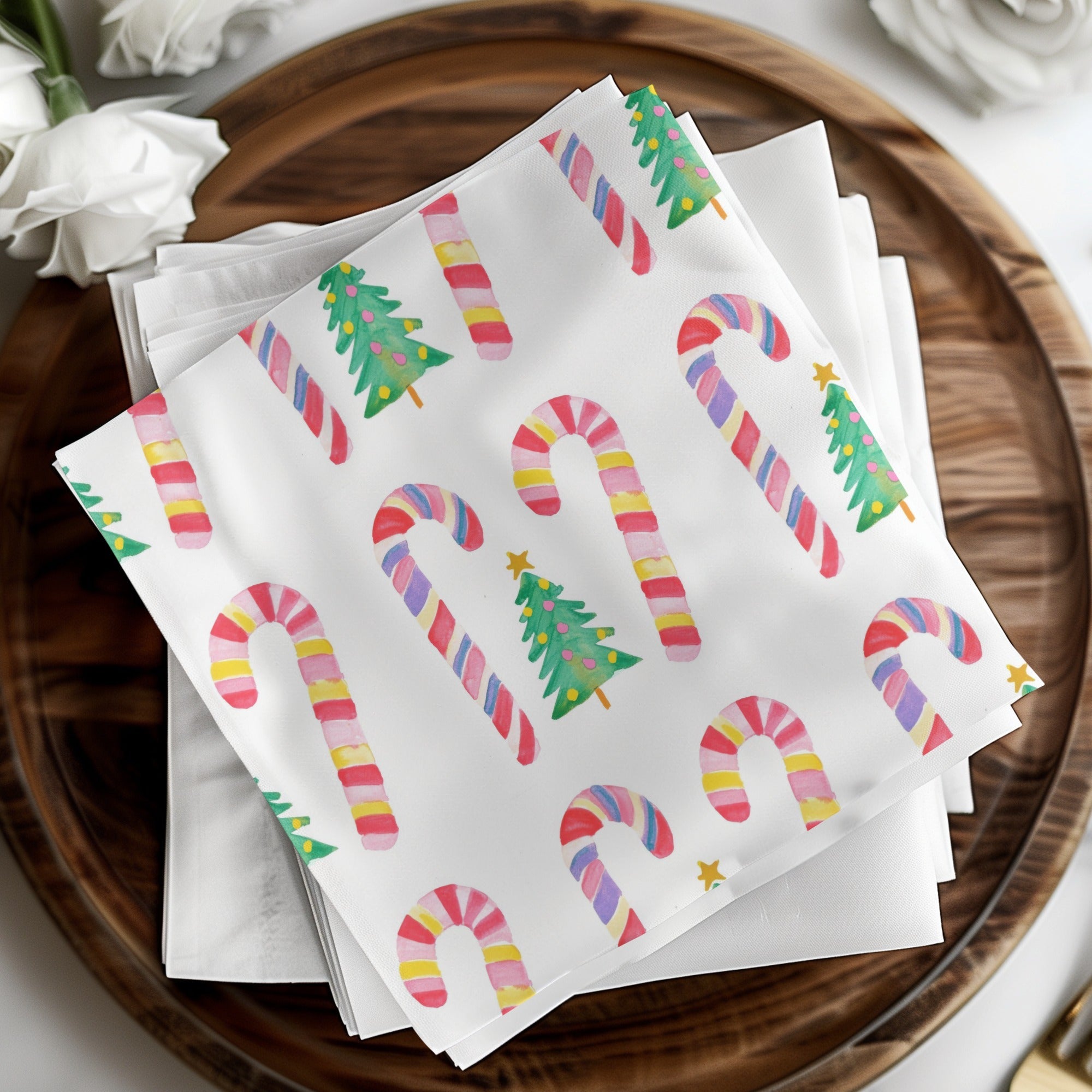 Seamless Candy Cane Pattern, Cute Candy Canes Christmas Background