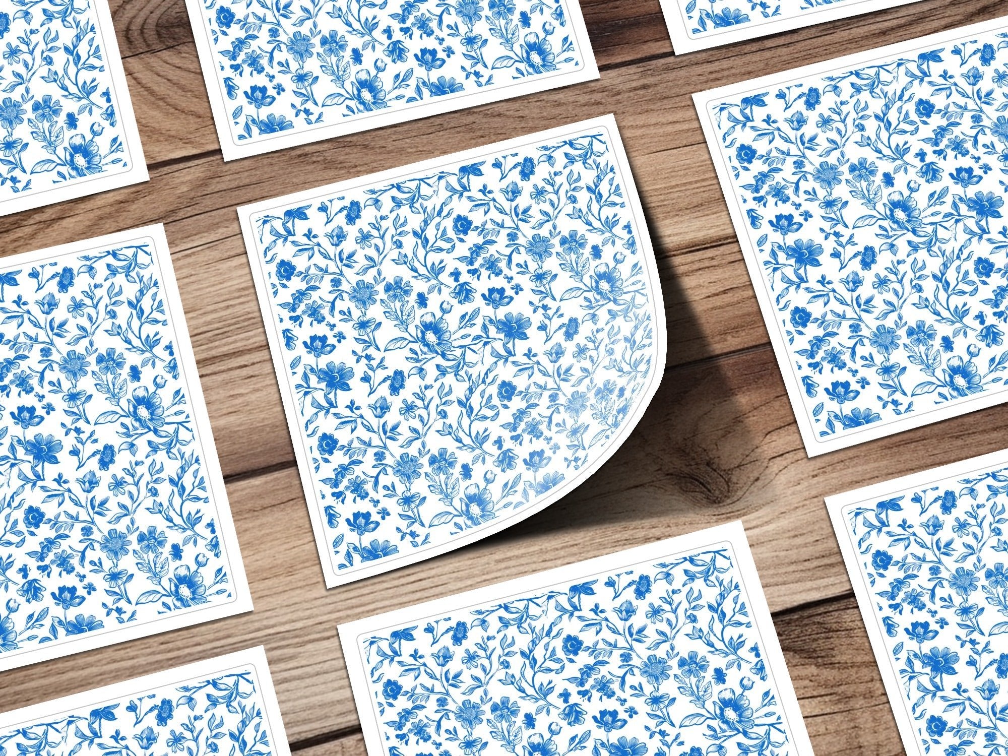 Seamless Chinoiserie Blue Botanical Floral Pattern Modern Seamless Toile Blue and White
