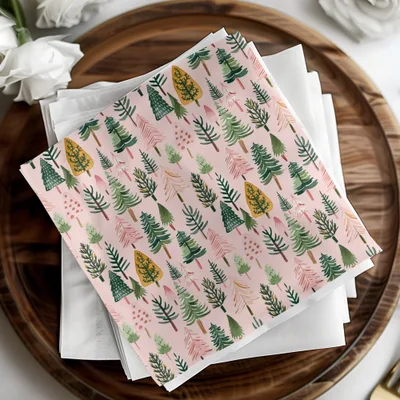 Seamless Christmas Tree Pattern Digital Paper, Holiday Trees, Winter Digital Download, Pink Background, Festive Decor, Scrapbooking Papers